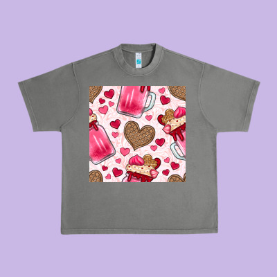 Valentines Day Milkshake Seamless Pattern Urban Heavy Tee Designed By Bundleandbundleshop