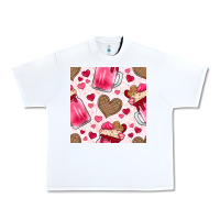 White valentines day milkshake seamless pattern Urban Heavy Tee - BundleAndBundleShop