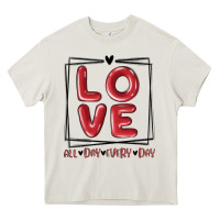 Cream love all day every day Heavy Core Tee - MaliasSmallBusiness