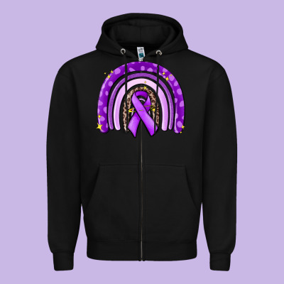 Awerenes Ribbon  Rainbow Zipper Hoodie Designed By Maliassmallbusiness