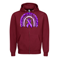 Burgundy awerenes ribbon  rainbow Zipper Hoodie - MaliasSmallBusiness