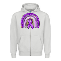 Dove Grey awerenes ribbon  rainbow Zipper Hoodie - MaliasSmallBusiness