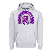 Heather Grey awerenes ribbon  rainbow Zipper Hoodie - MaliasSmallBusiness