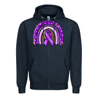 Navy awerenes ribbon  rainbow Zipper Hoodie - MaliasSmallBusiness