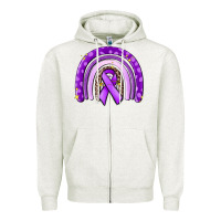 Oatmeal Heather awerenes ribbon  rainbow Zipper Hoodie - MaliasSmallBusiness