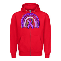Red awerenes ribbon  rainbow Zipper Hoodie - MaliasSmallBusiness