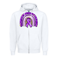 White awerenes ribbon  rainbow Zipper Hoodie - MaliasSmallBusiness