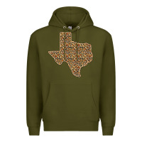 Army Green Western Texas Map Leopard Pattern Premium Hoodie - Bettercallsaul