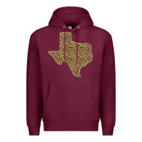 Burgundy Western Texas Map Leopard Pattern Premium Hoodie - Bettercallsaul