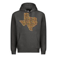 Charcoal Heather Western Texas Map Leopard Pattern Premium Hoodie - Bettercallsaul