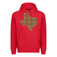 Red Western Texas Map Leopard Pattern Premium Hoodie - Bettercallsaul