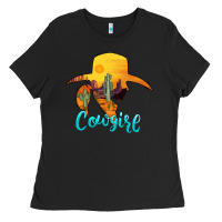 Black cowgirl western Ladies Tee - AdoDesignShop