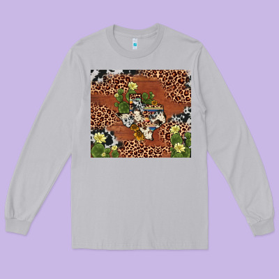 Texas Cactus Long Sleeve Tee Designed By Adodesignshop