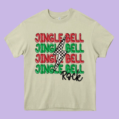Jingle Bell Rock Heavy Core Tee Designed By Maliassmallbusiness