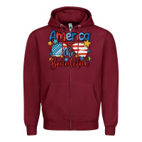 Burgundy america the beautiful Zipper Hoodie - MaliasSmallBusiness