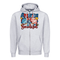 Heather Grey america the beautiful Zipper Hoodie - MaliasSmallBusiness