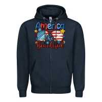 Navy america the beautiful Zipper Hoodie - MaliasSmallBusiness