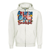 Oatmeal Heather america the beautiful Zipper Hoodie - MaliasSmallBusiness