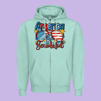 America The Beautiful Zipper Hoodie Designed By Maliassmallbusiness