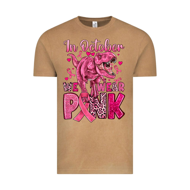 In October We Wear Pink Dinosaur Vintage Tee by JahusDesignShop | Teevron