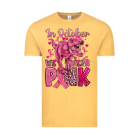 Vintage Mustard in october we wear pink dinosaur Vintage Tee - JahusDesignShop