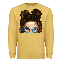 Antique Gold Messy Bun Mom And Glitter Glasses Premium Sweatshirt - BundleAndBundleShop