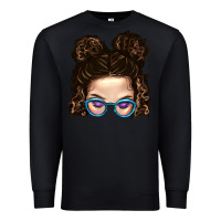 Black Messy Bun Mom And Glitter Glasses Premium Sweatshirt - BundleAndBundleShop