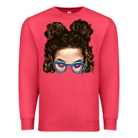 Cardinal Messy Bun Mom And Glitter Glasses Premium Sweatshirt - BundleAndBundleShop