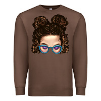 Chestnut Messy Bun Mom And Glitter Glasses Premium Sweatshirt - BundleAndBundleShop