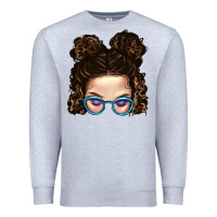Heather Grey Messy Bun Mom And Glitter Glasses Premium Sweatshirt - BundleAndBundleShop