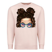 Pale Pink Messy Bun Mom And Glitter Glasses Premium Sweatshirt - BundleAndBundleShop