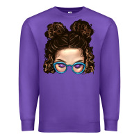 Purple Messy Bun Mom And Glitter Glasses Premium Sweatshirt - BundleAndBundleShop