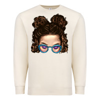 Sandshell Messy Bun Mom And Glitter Glasses Premium Sweatshirt - BundleAndBundleShop