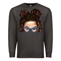 Smoke Messy Bun Mom And Glitter Glasses Premium Sweatshirt - BundleAndBundleShop