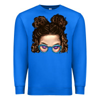 True Royal Messy Bun Mom And Glitter Glasses Premium Sweatshirt - BundleAndBundleShop