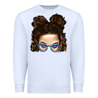White Messy Bun Mom And Glitter Glasses Premium Sweatshirt - BundleAndBundleShop