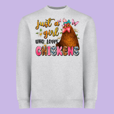Just A Girl Who Loves Chickens Heavyweight Sweatshirt Designed By Jahusdesignshop