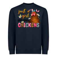 Navy just a girl who loves chickens Heavyweight Sweatshirt - JahusDesignShop