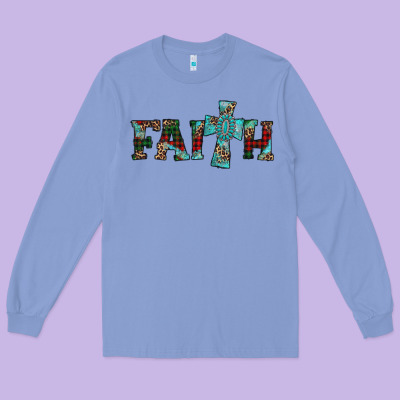 Faith Christmas Cross Long Sleeve Tee Designed By Adodesignshop