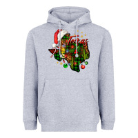 Heather Grey Christmas Texas map Heavyweight Hoodie - NancyCooperArtShop