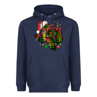 Navy Christmas Texas map Heavyweight Hoodie - NancyCooperArtShop
