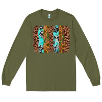Army Green sunflower cactus leopard brushstroke Long Sleeve Tee - AdoDesignShop