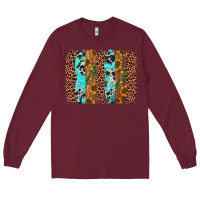 Burgundy sunflower cactus leopard brushstroke Long Sleeve Tee - AdoDesignShop
