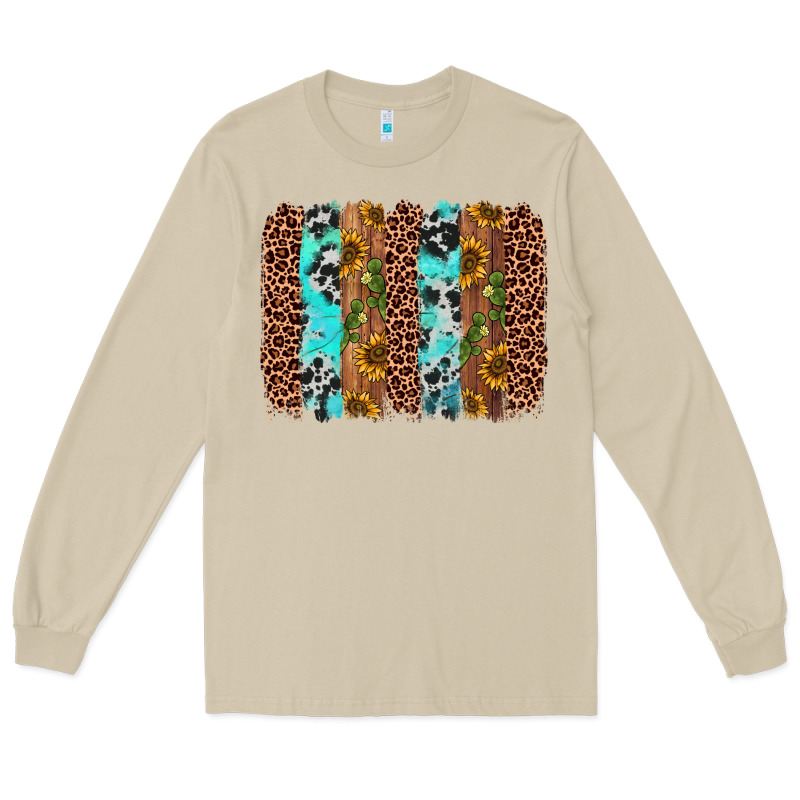 Sunflower Cactus Leopard Brushstroke Long Sleeve Tee by AdoDesignShop | Teevron