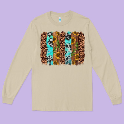 Sunflower Cactus Leopard Brushstroke Long Sleeve Tee Designed By Adodesignshop