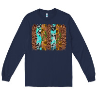 Navy sunflower cactus leopard brushstroke Long Sleeve Tee - AdoDesignShop