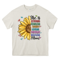 Cream she is strong fearless warm loving mom Heavy Core Tee - MaliasSmallBusiness