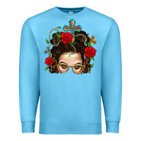 Ocean Blue Messy Bun Mom Faith And Rose Premium Sweatshirt - BundleAndBundleShop