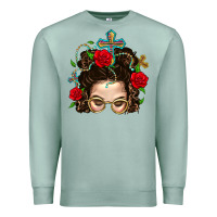 Seafoam Messy Bun Mom Faith And Rose Premium Sweatshirt - BundleAndBundleShop