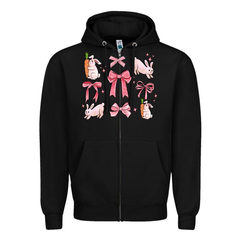 Pink Ribbons With Rabbits Zipper Hoodie by MaliasSmallBusiness | Teevron